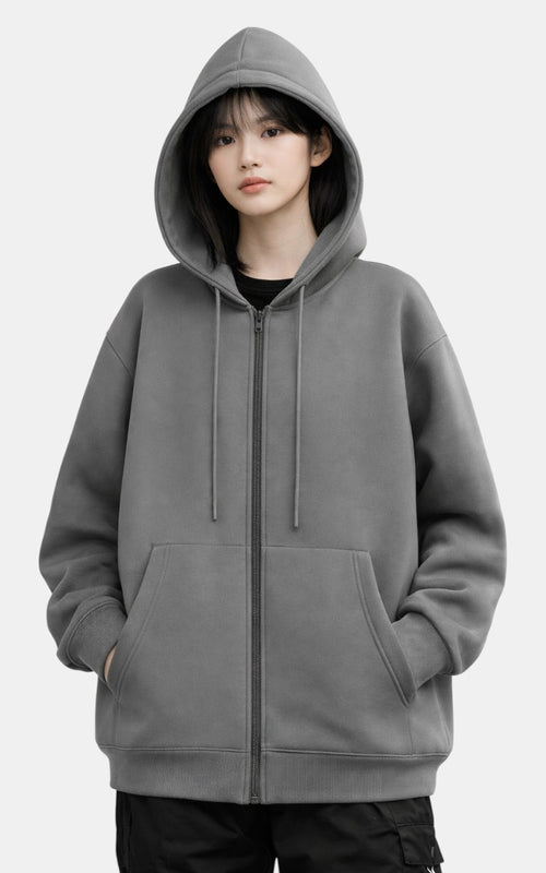 Casual Streetwear Zip-Up Hoodie