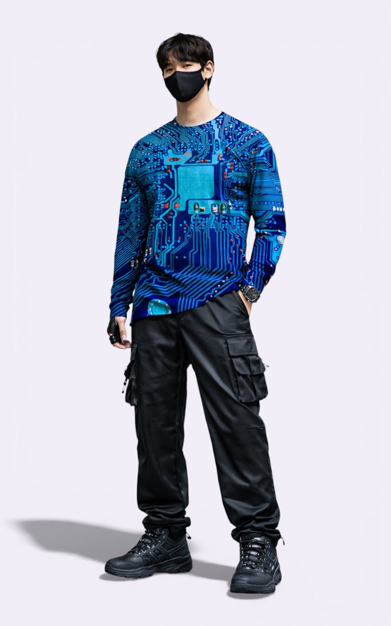 3D Circuit Print Long Sleeve Tee