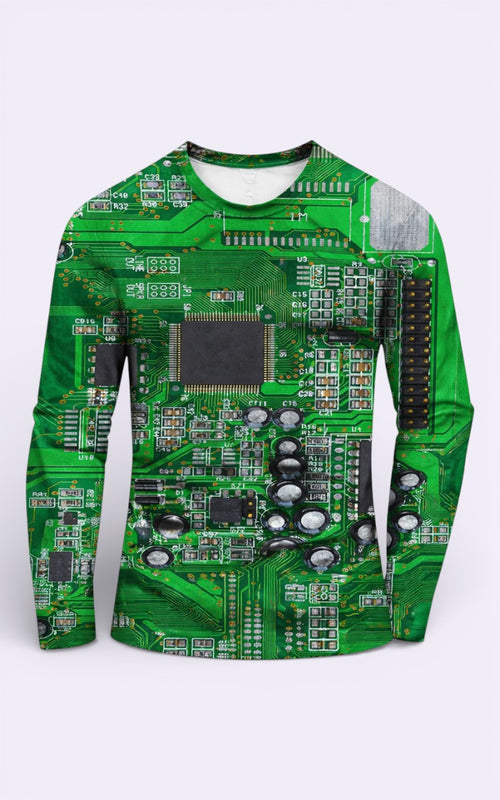 3D Circuit Print Long Sleeve Tee