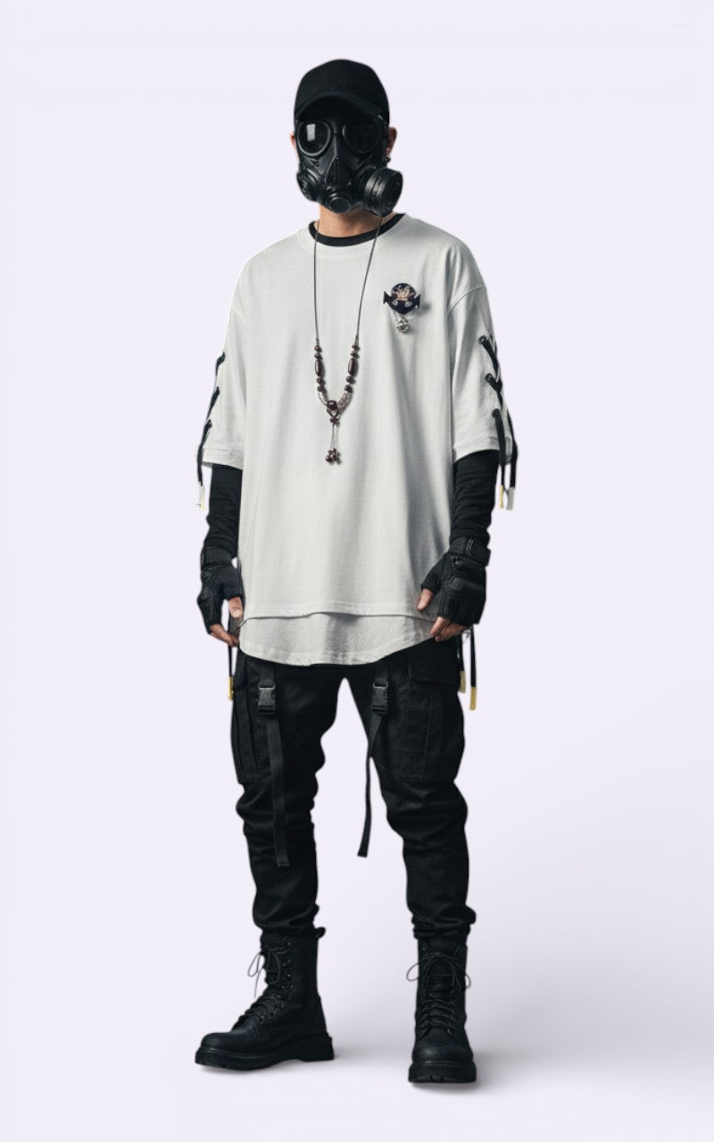 Anime Lace-Up Techwear Tee