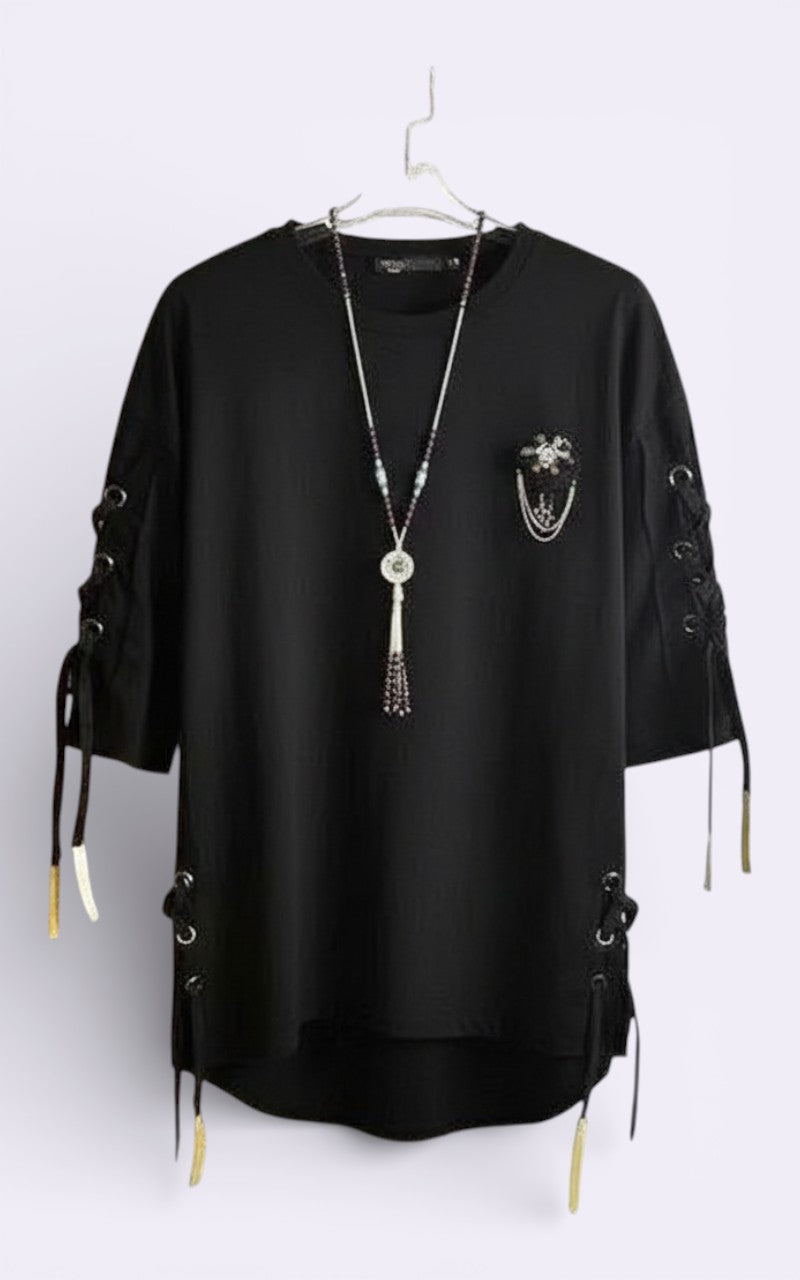 Anime Lace-Up Techwear Tee