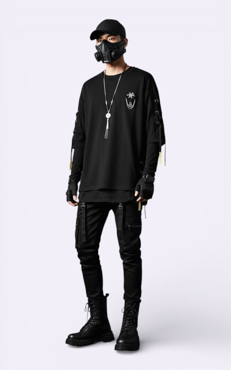 Anime Lace-Up Techwear Tee