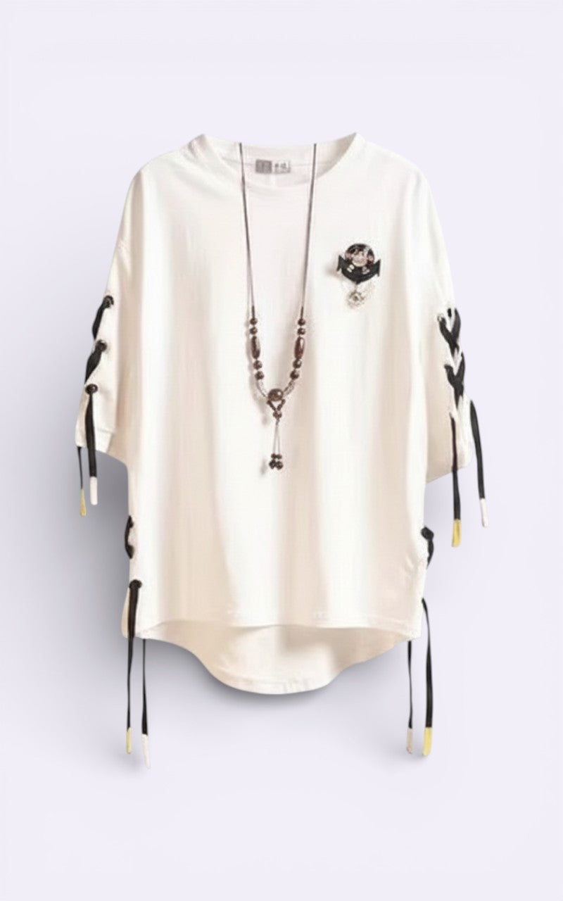 Anime Lace-Up Techwear Tee