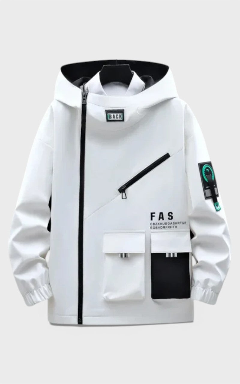Asymmetric Zip Hooded Jacket