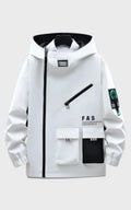 Asymmetric Zip Hooded Jacket