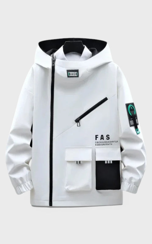 Asymmetric Zip Hooded Jacket