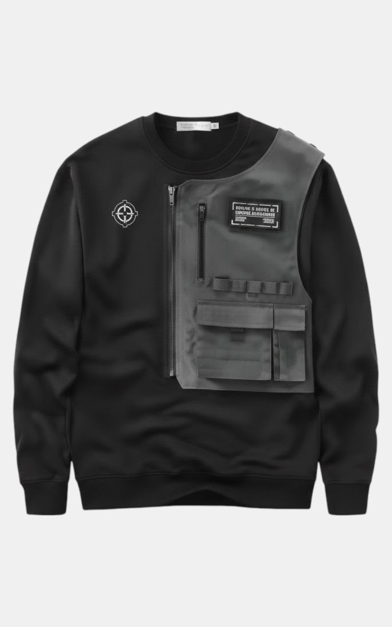 Black Utility Techwear Long Sleeve Tee