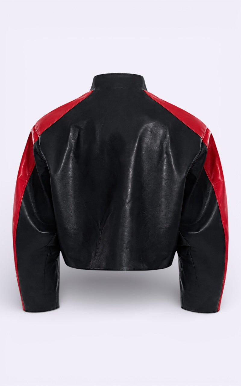 Color-Block PU Racing Jacket