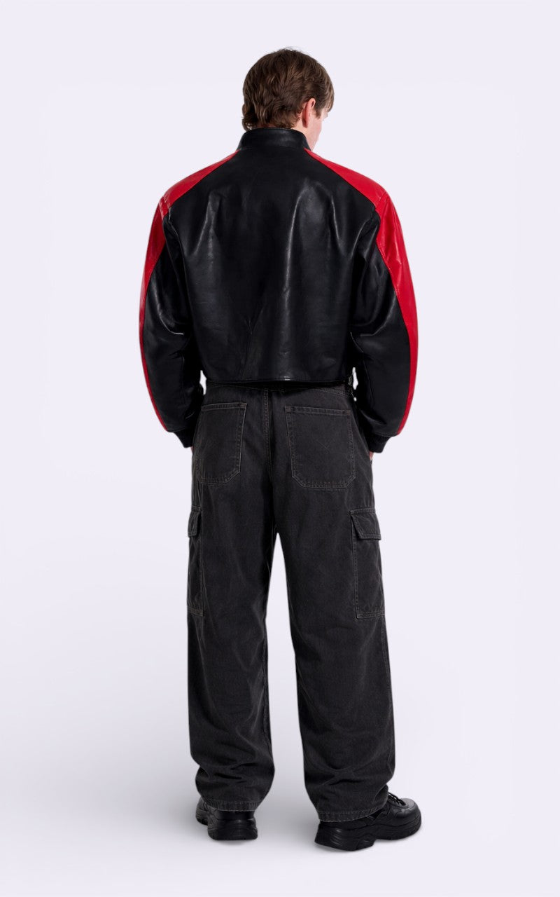 Color-Block PU Racing Jacket