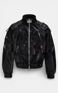 Crocodile Print PU Leather Jacket