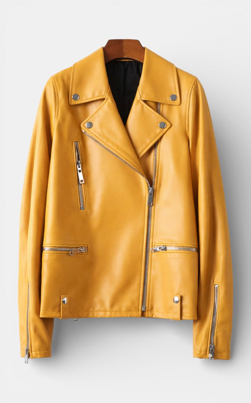 Cropped Faux Leather Biker Jacket