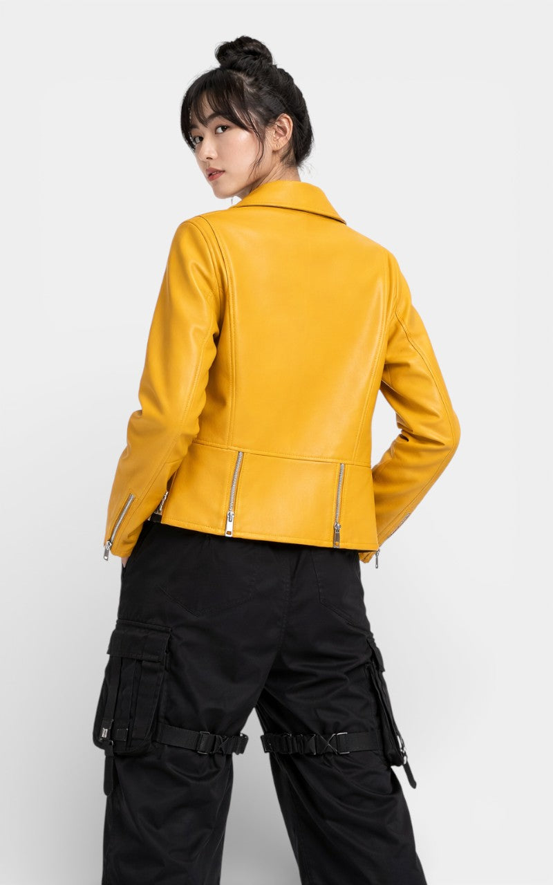 Cropped Faux Leather Biker Jacket
