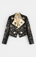 Cutout Rivet Leather Jacket