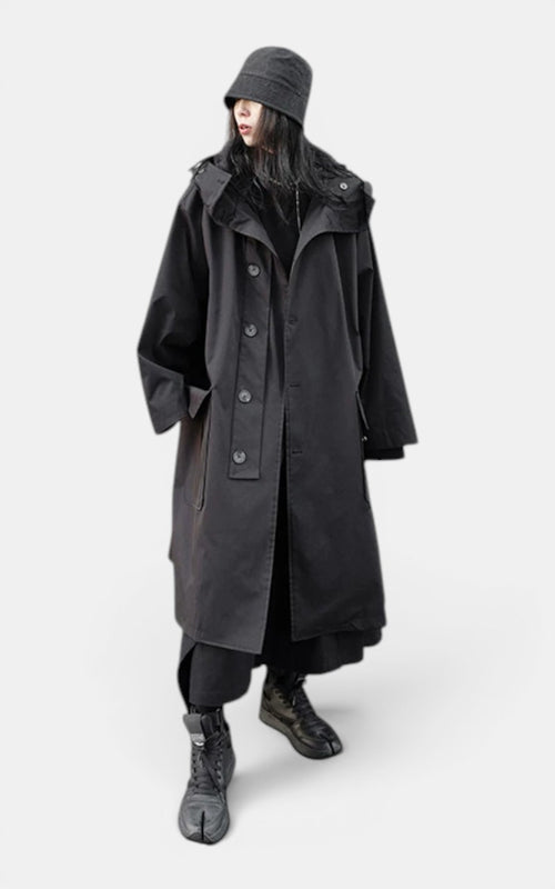Dark Academia Hooded Trench Coat