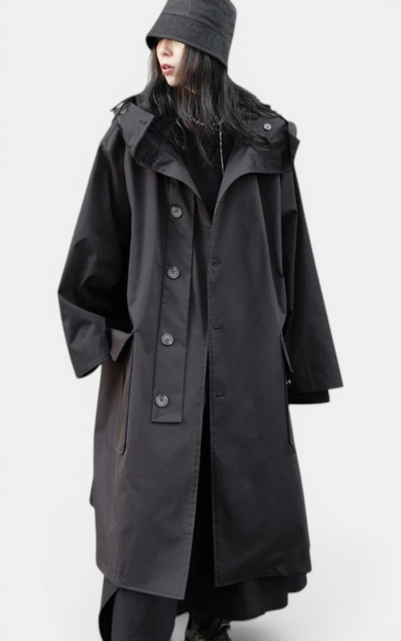 Dark Academia Hooded Trench Coat