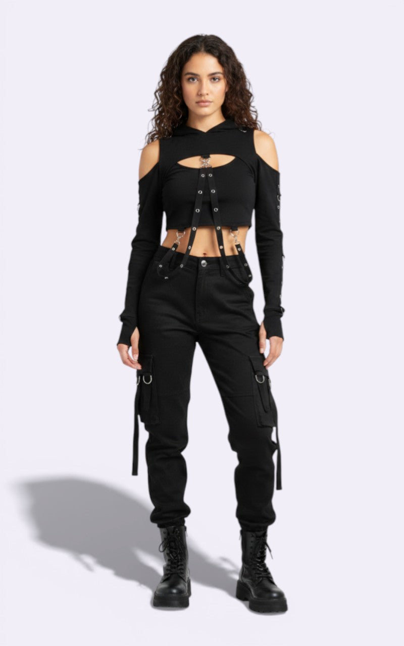Dark Gothic Crop Hoodie