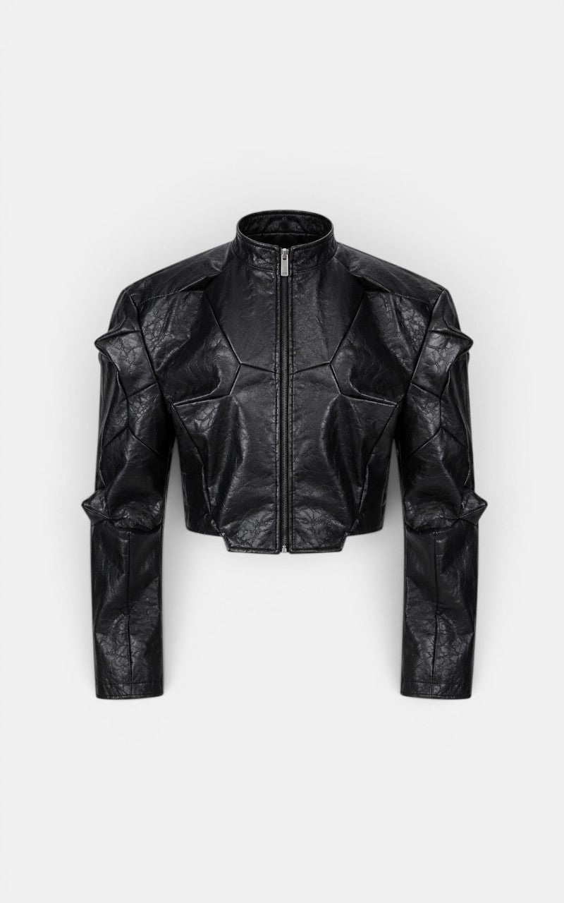 Deconstructed PU Leather Jacket