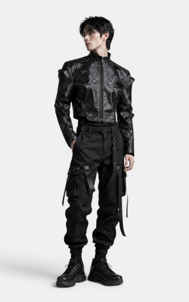 Deconstructed PU Leather Jacket