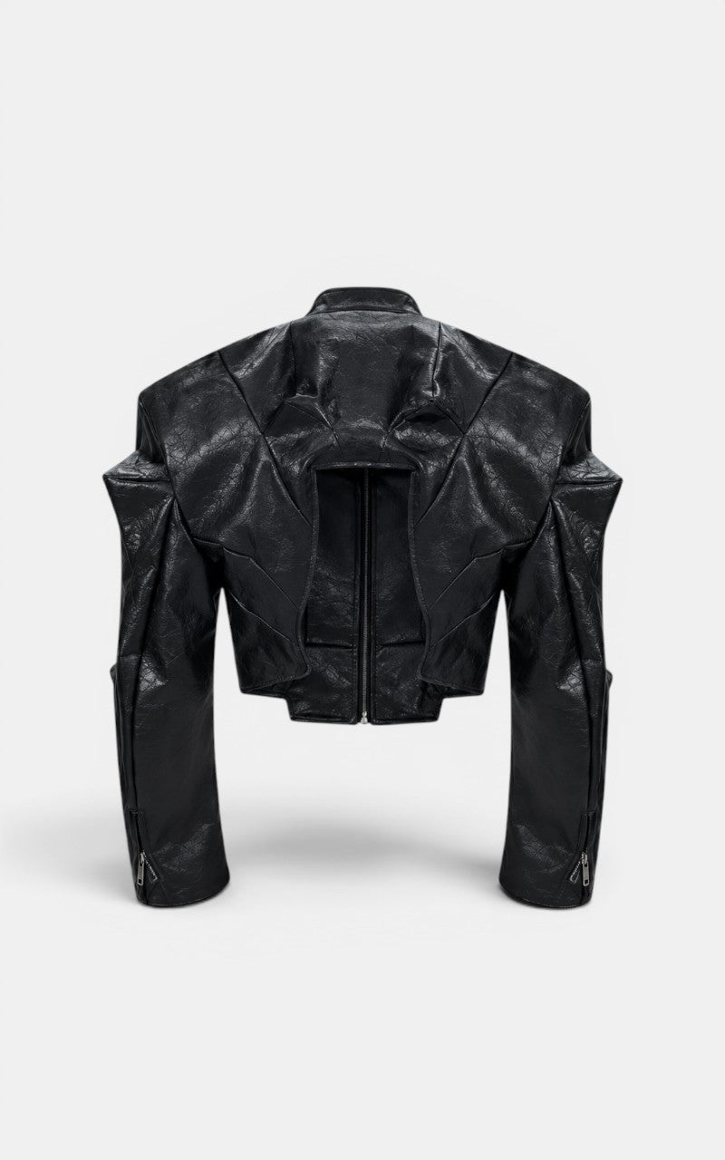Deconstructed PU Leather Jacket
