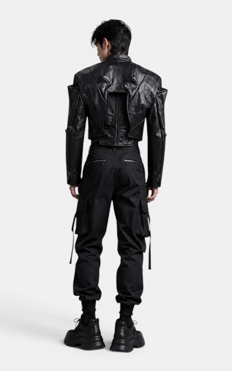 Deconstructed PU Leather Jacket