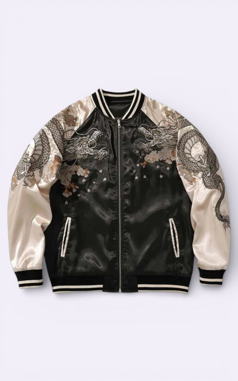Dragon Embroidered Bomber Jacket