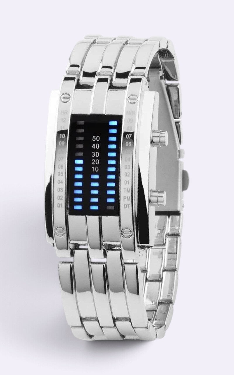 Dual LED Stainless Steel Digital Techwear Watch