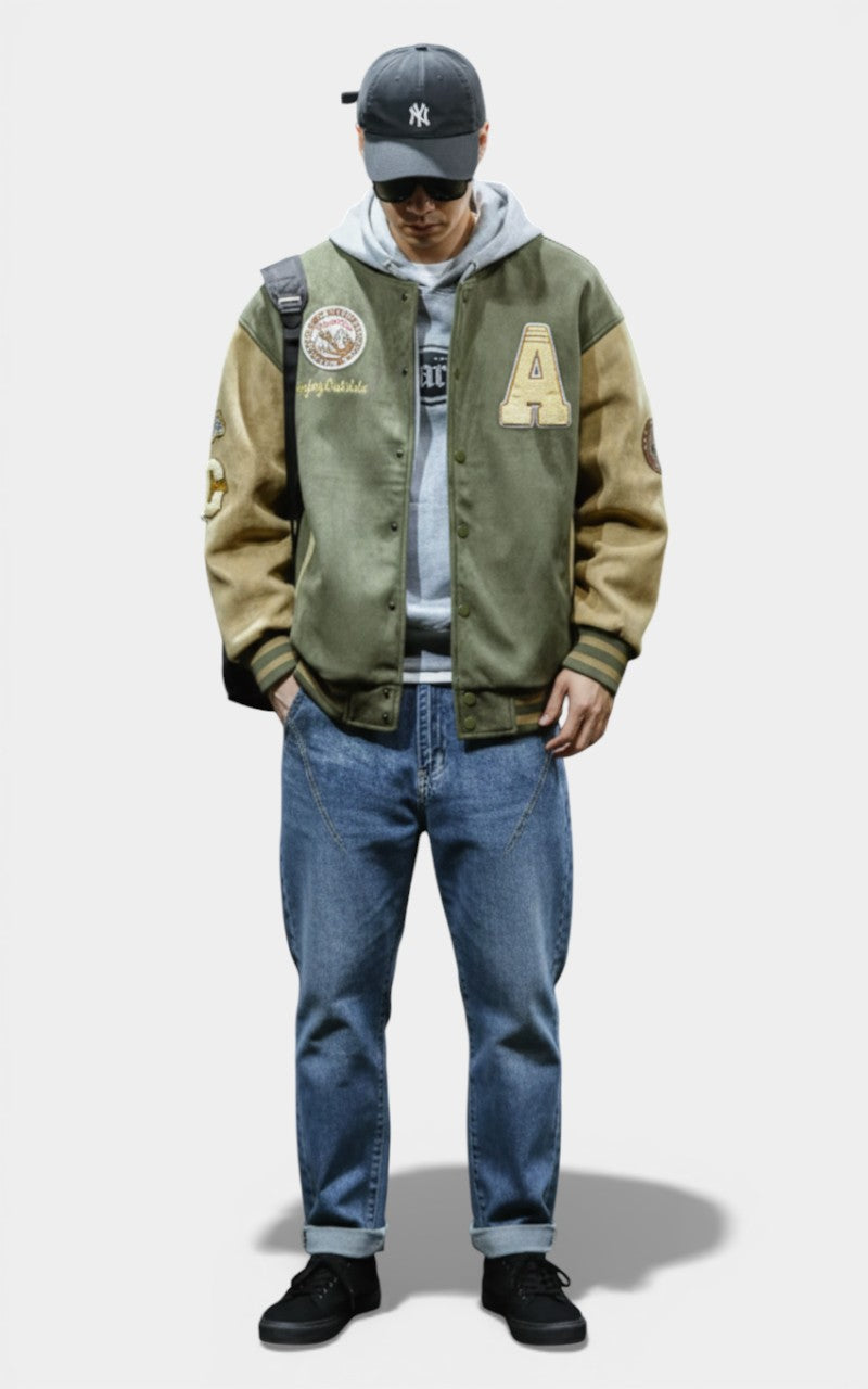 Embroidered Varsity Bomber Jacket