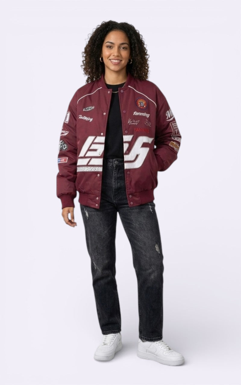 Embroidered Varsity Hooded Jacket