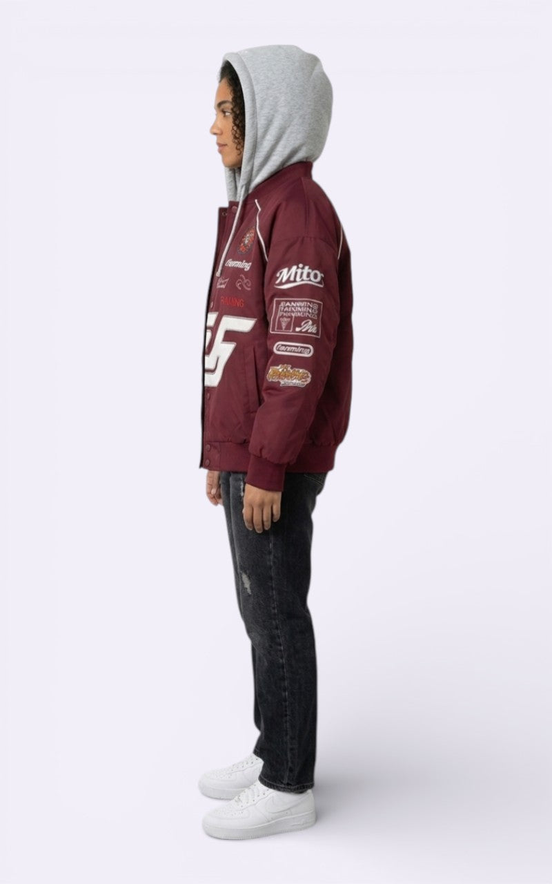 Embroidered Varsity Hooded Jacket