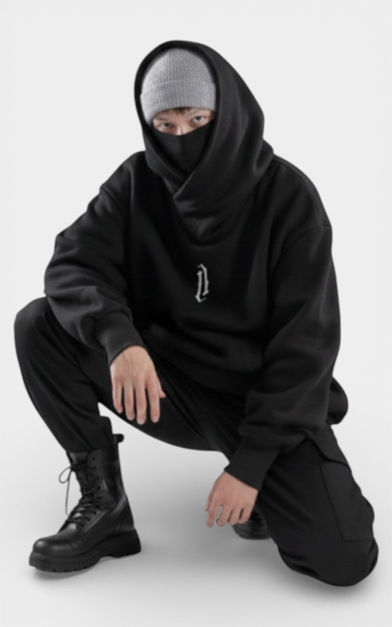 Embroidered Ninja Turtleneck Hoodie