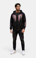 Gothic Dark Print Zip Hoodie