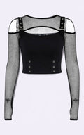 Gothic Fishnet Patchwork Crop Top
