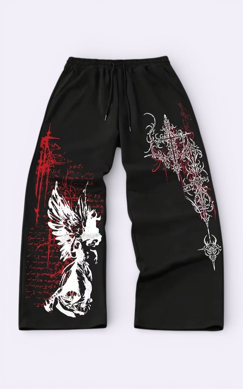 Gothic Punk Wide-Leg Sweatpants