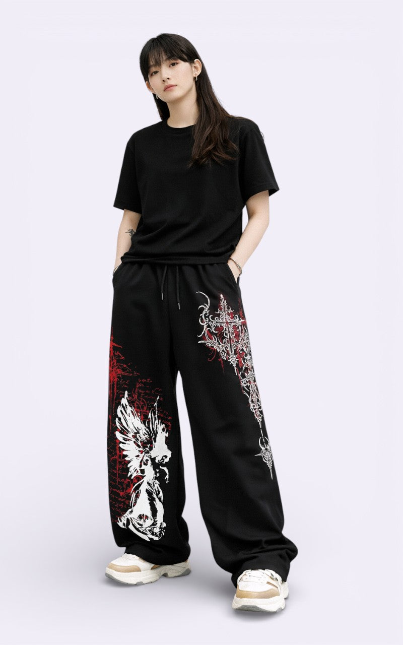 Gothic Punk Wide-Leg Sweatpants