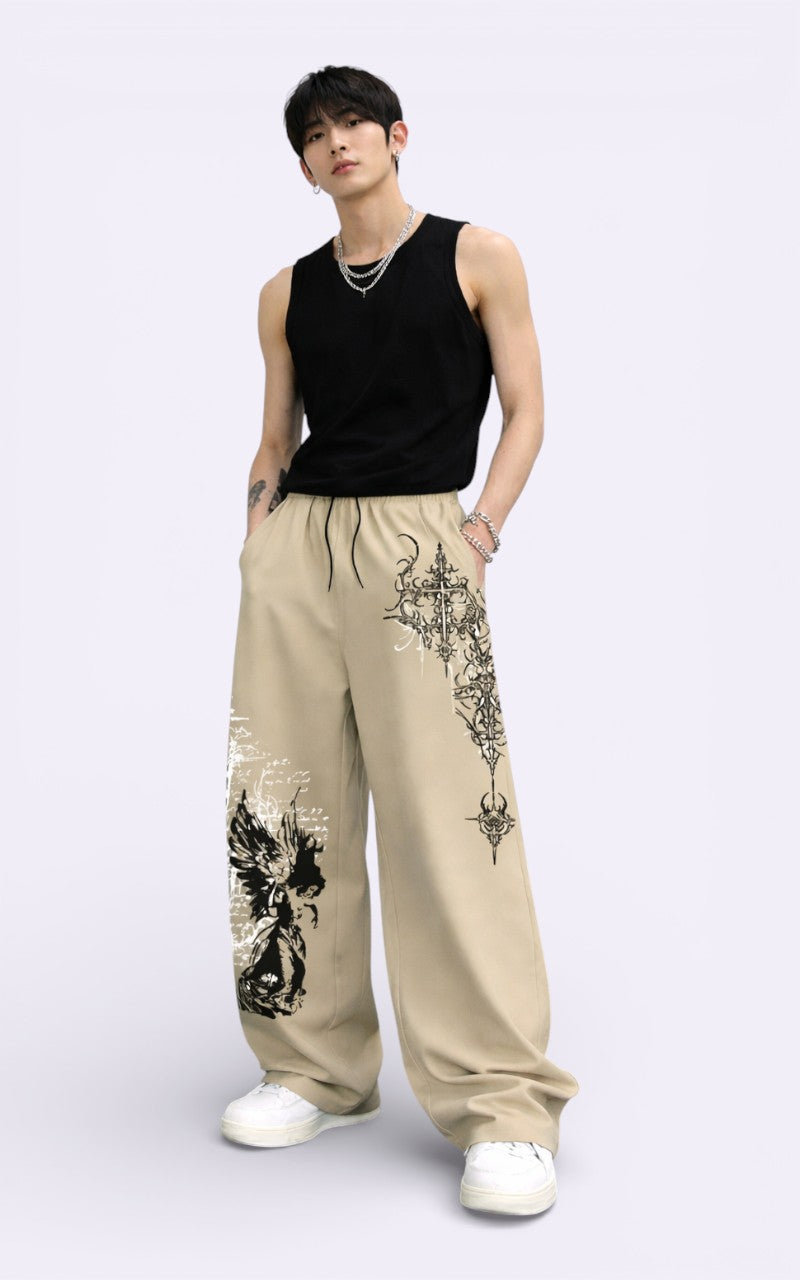 Gothic Punk Wide-Leg Sweatpants