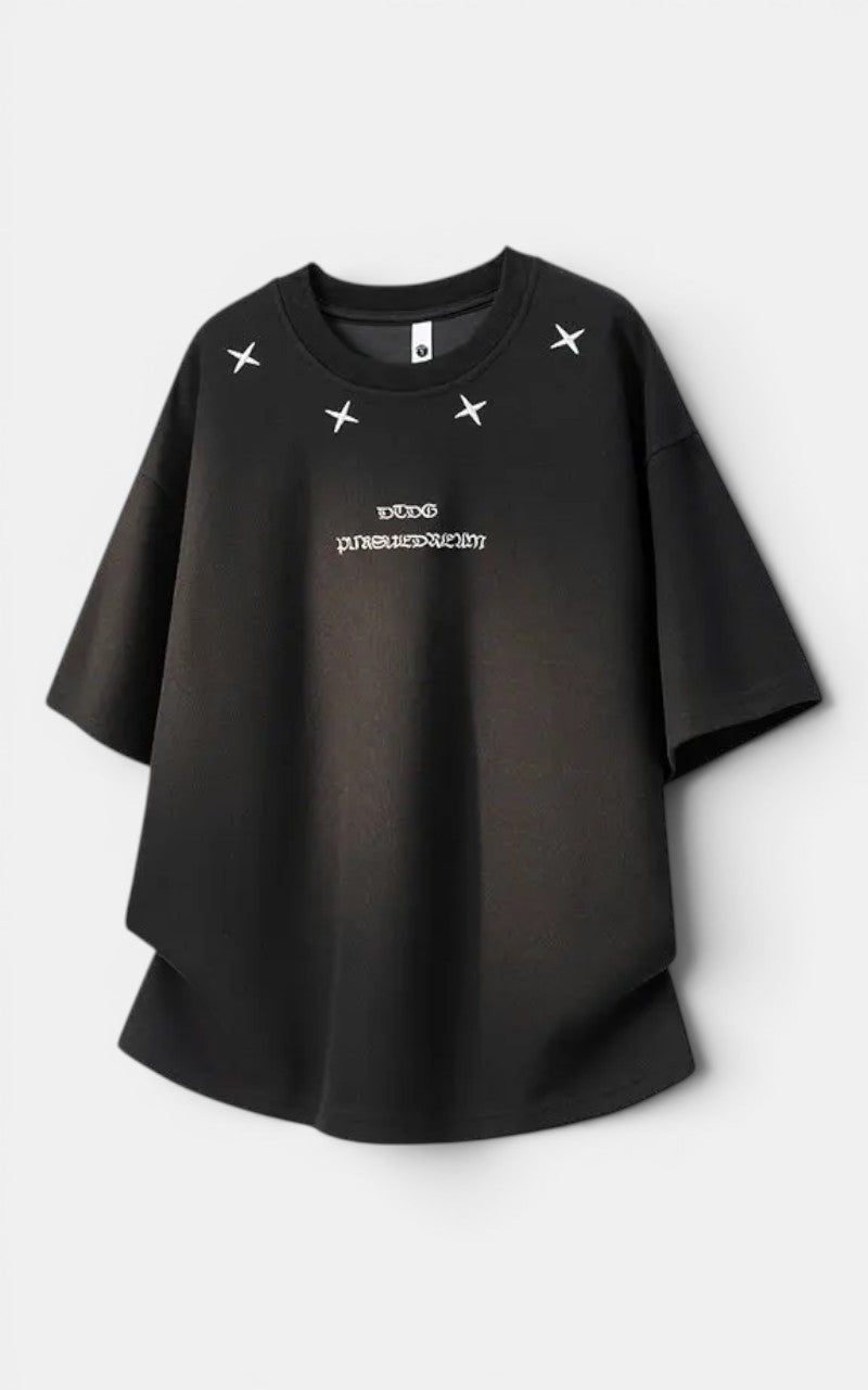 Gothic Star Embroidered T-Shirt
