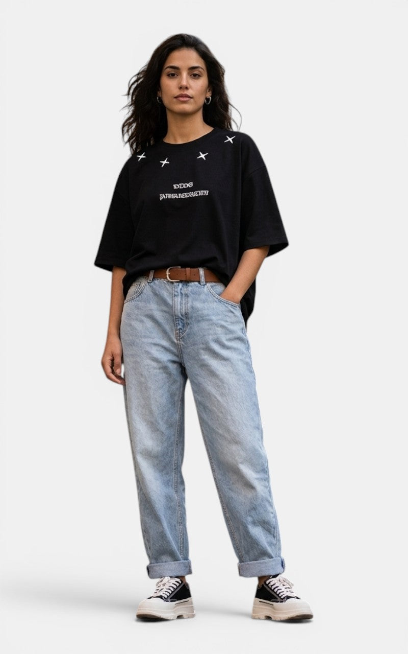 Gothic Star Embroidered T-Shirt