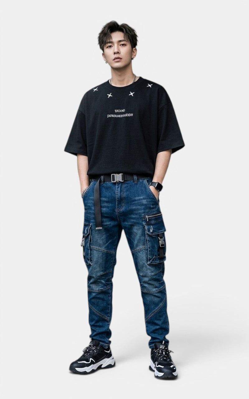 Gothic Star Embroidered T-Shirt