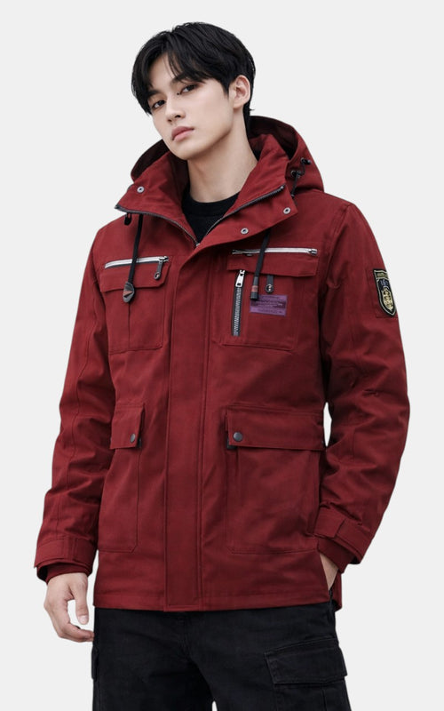 Casual Hooded Windbreaker Jacket – Waterproof Fleece-Lined Winter Coat