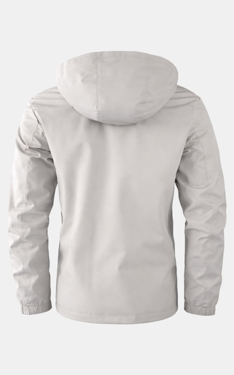 Casual Hooded Windbreaker Jacket – Waterproof Fleece-Lined Winter Coat White