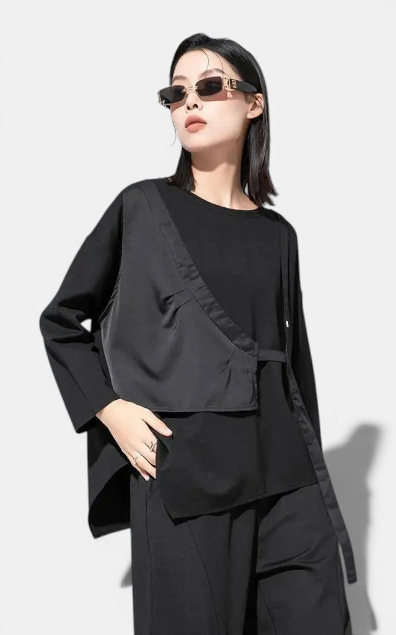 Irregular Bandage Long Sleeve Tee