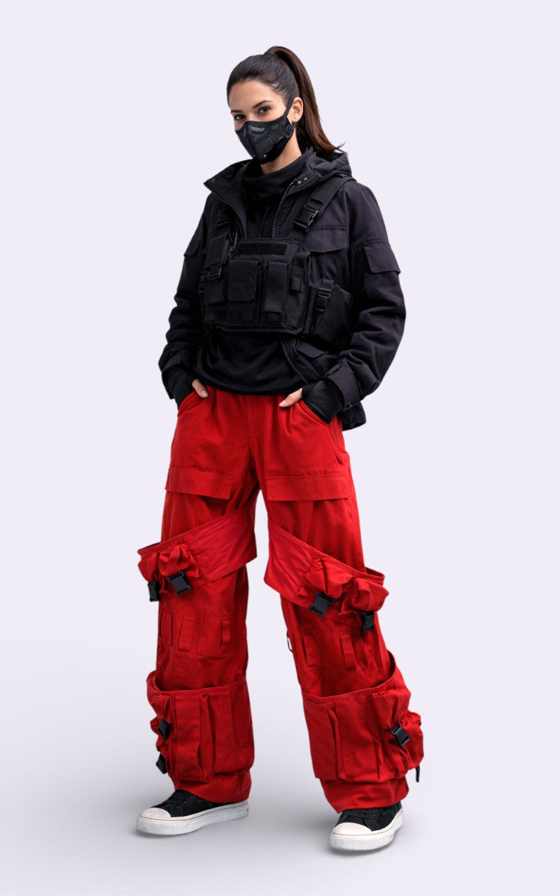 Lautaro Red Techwear Cargo Pants