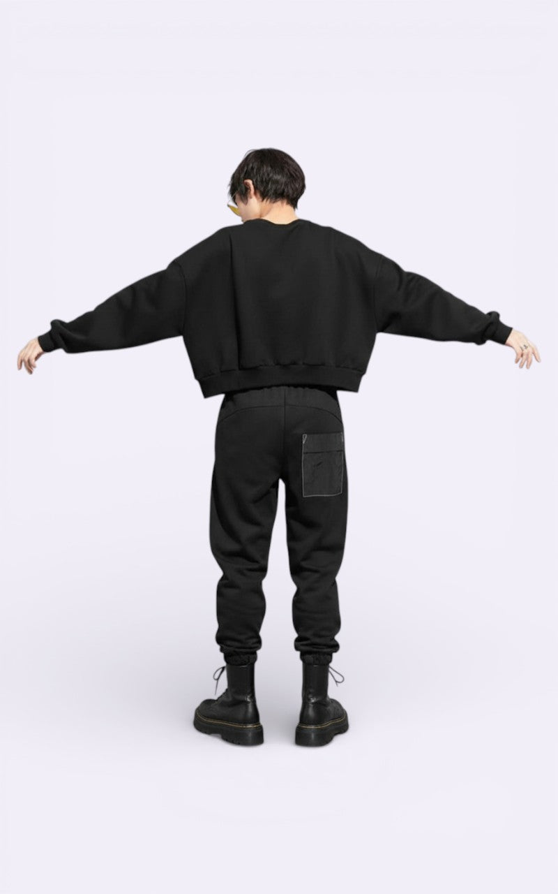 Minimal Techwear Black Sweatshirt
