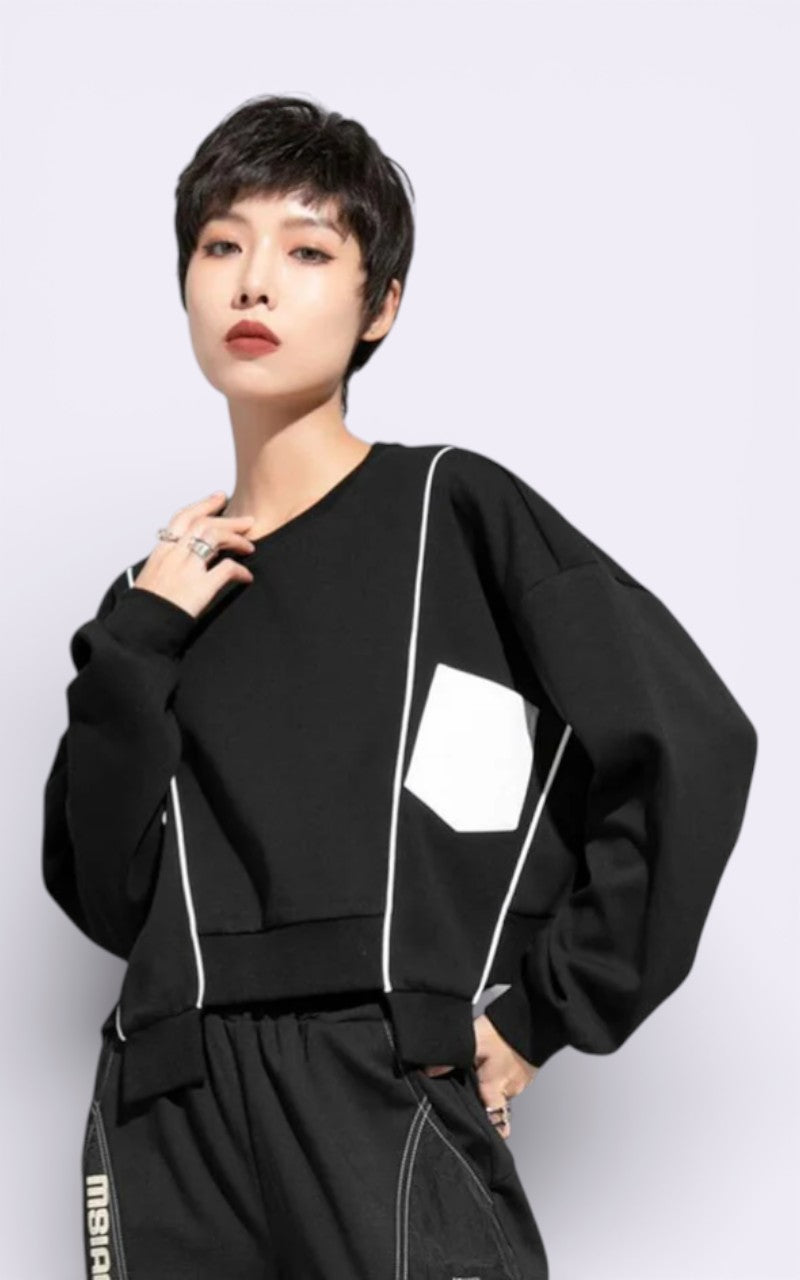 Minimal Techwear Black Sweatshirt