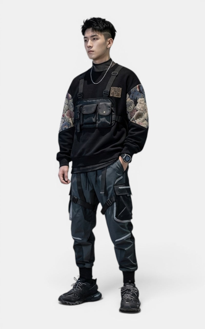 Oversized Bear Patchwork Sweatshirt