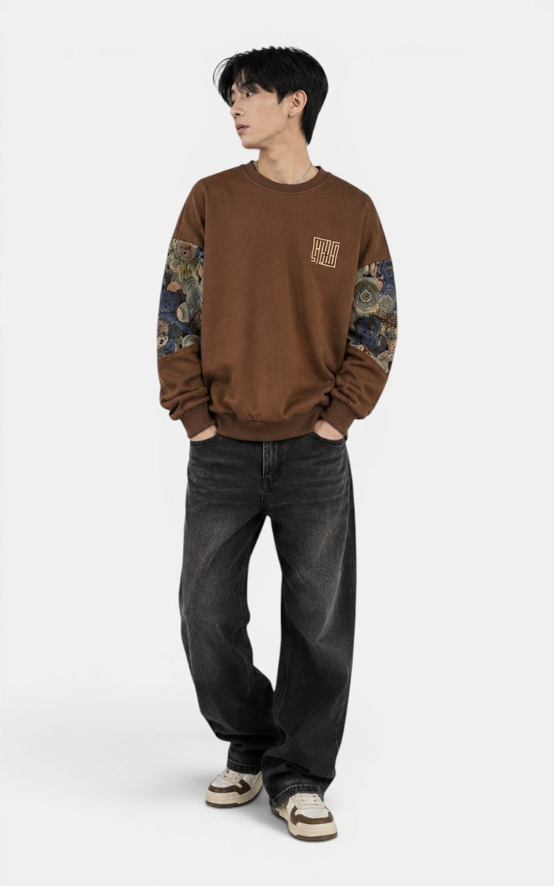 Oversized Bear Patchwork Sweatshirt