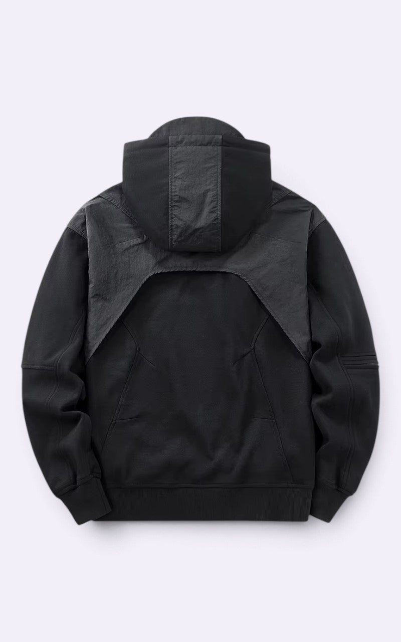 Patchwork Tactical Layered Hoodie