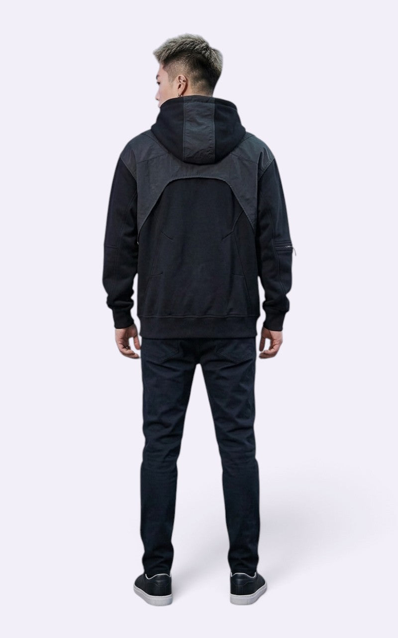 Patchwork Tactical Layered Hoodie