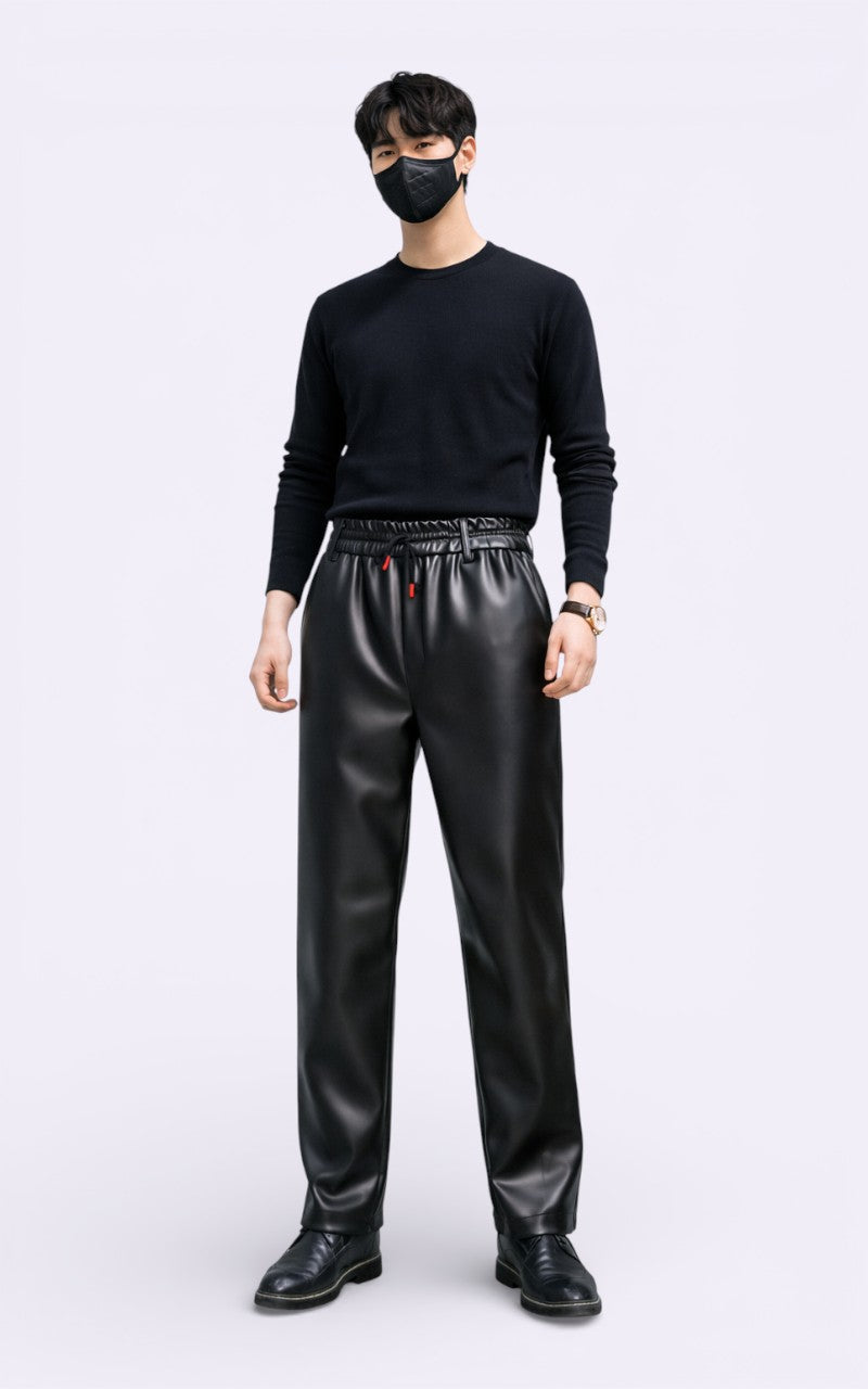 Punk Moto Wide-Leg Leather Pants