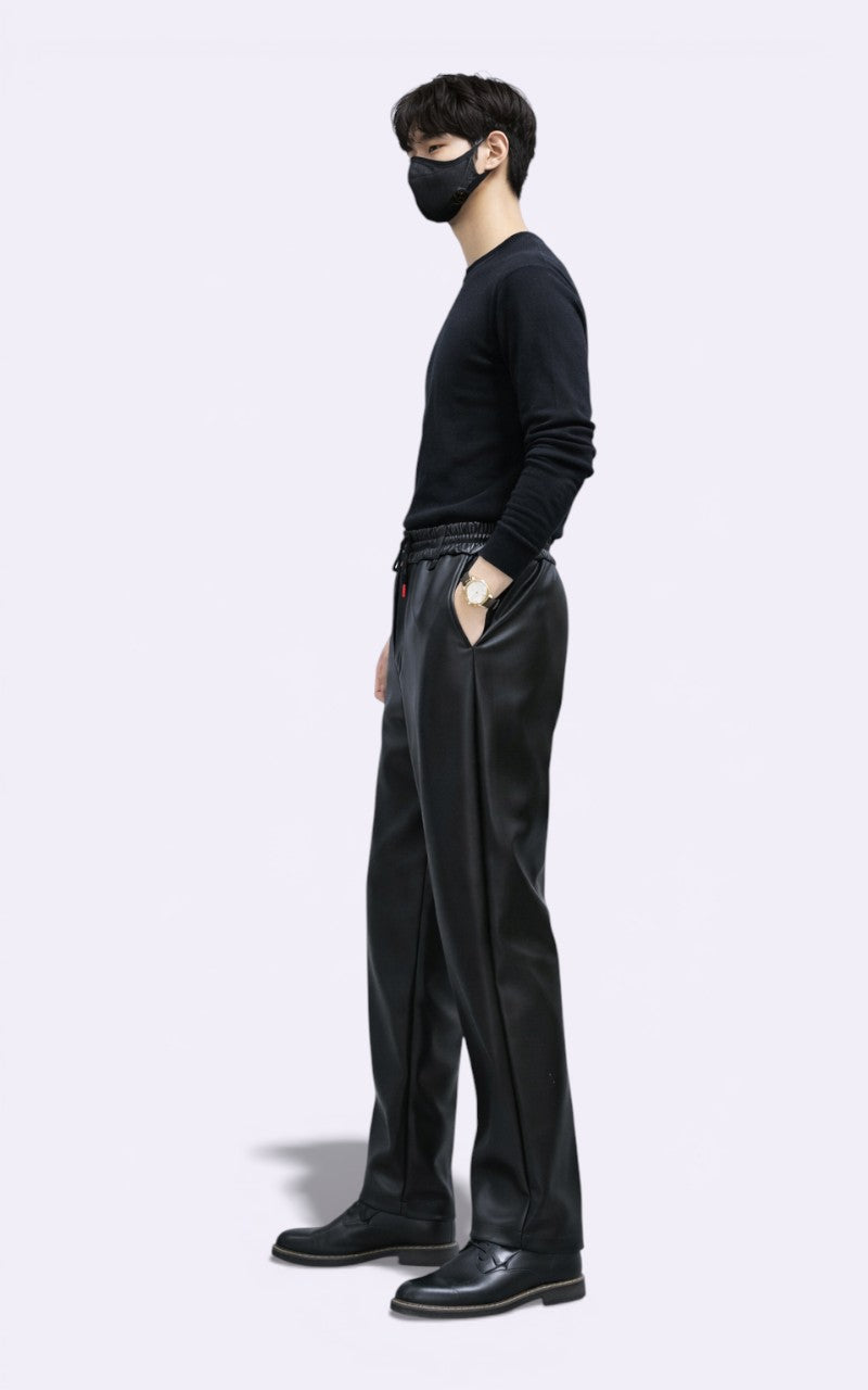 Punk Moto Wide-Leg Leather Pants